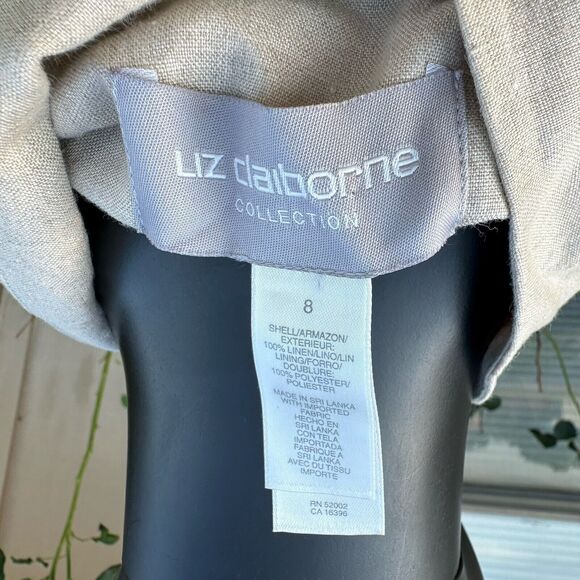 Liz Claiborne Linen 2 Piece Set Womens Size 8 Tunic Size 6 Petite Pants Beige - Picture 8 of 16